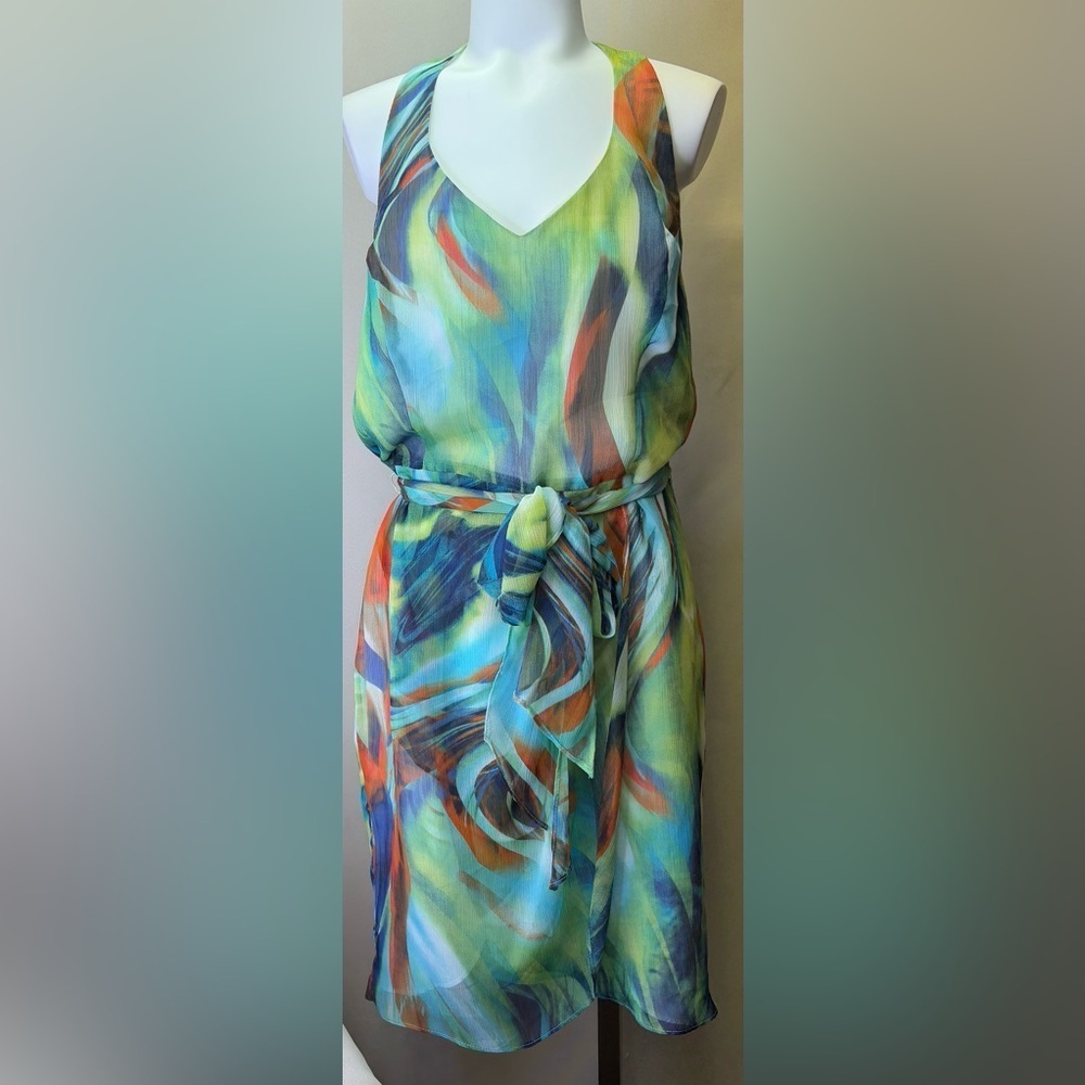 Nueva Women’s Backless Watercolor Abstract Print Dress Size 12
